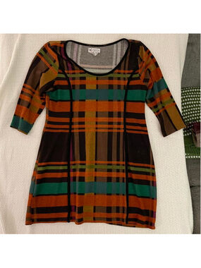 Papillon Blanc Multicolor Plaid Tunic Dress